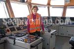 ID 5841 AWANUIA (2009/2747gt/IMO 9458042) - Catherine Taylor, Director of Maritime New Zealand, inspects the bridge controls of the new Seafuels bunkering tanker AWANUIA shortly before the ship's naming...